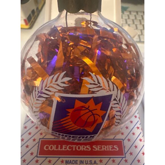 Vtg Phoenix Suns basketball ornament NBA Purple Orange Confetti Bulb Christmas - Picture 9 of 10